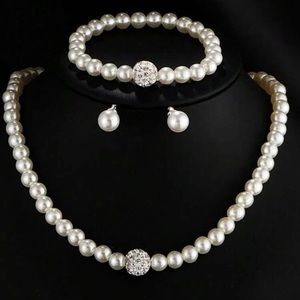 4pcs Faux Pearl Beaded Jewelry Set